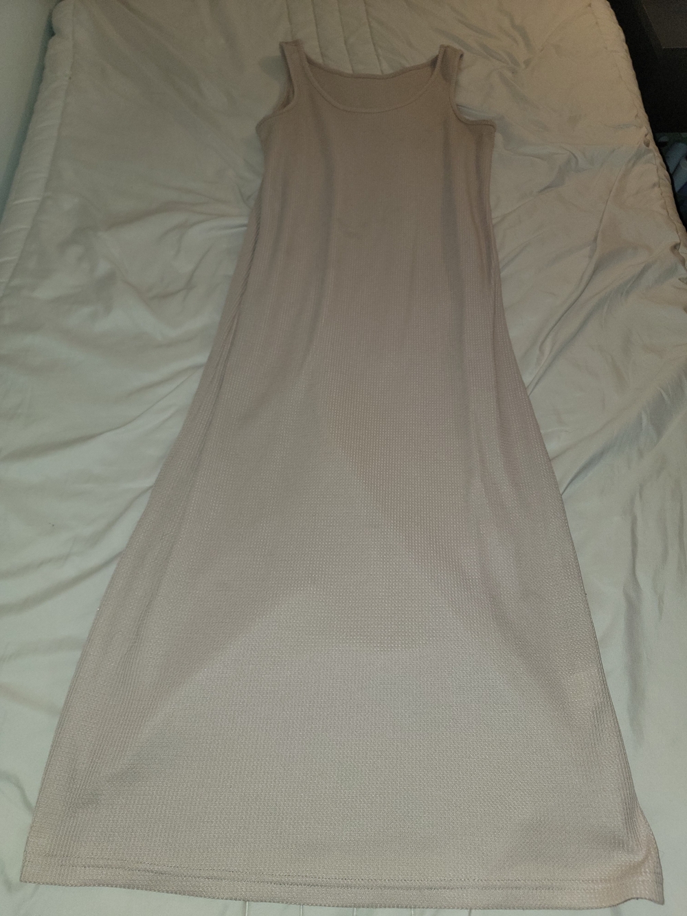 SHEIN Light Beige Ribbed Scoop Neck Maxi Dress